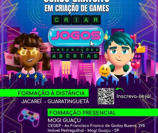 Escola Criar Jogos está com inscrições abertas para curso digital gratuito  de aprender e desenvolver jogos – Prefeitura Estância Turística  Guaratinguetá