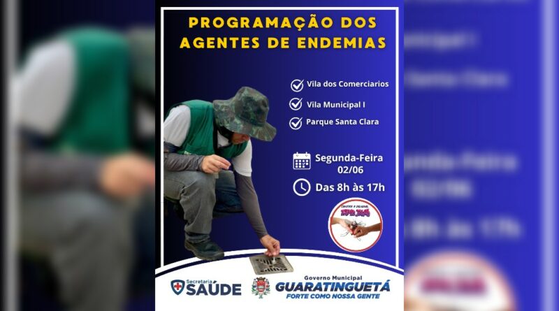 Prefeitura informa programação dos agentes de endemias nesta segunda-feira (02)