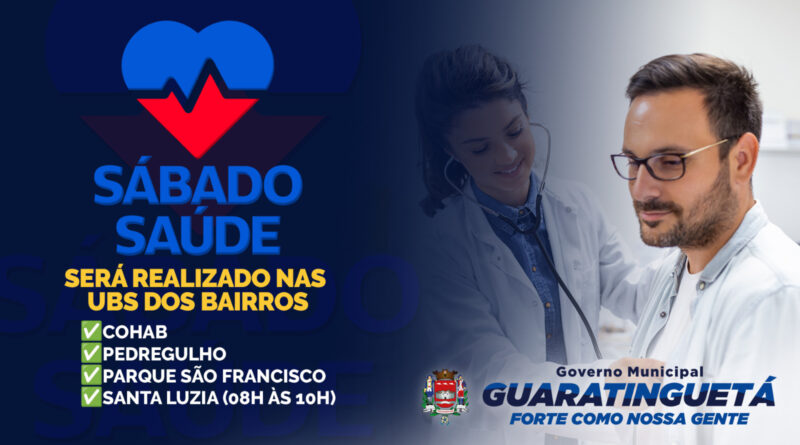 A Prefeitura de Guaratinguetá, por meio da Secretaria da Saúde, realiza neste sábado (11) mais uma edição do programa “Sábado Saúde”