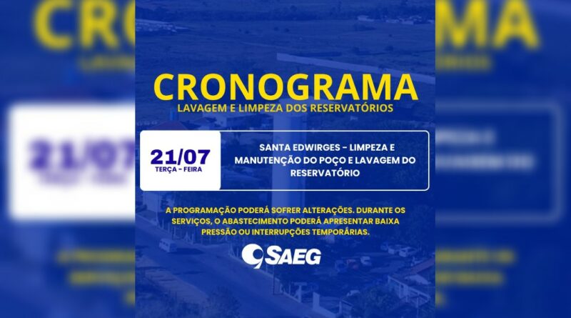 CRONOGRAMA DE LAVAGEM E LIMPEZA DOS RESERVATÓRIOS